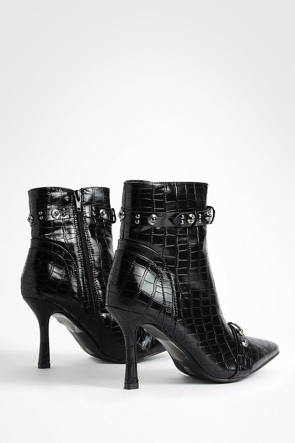 Croc leather best sale ankle boots