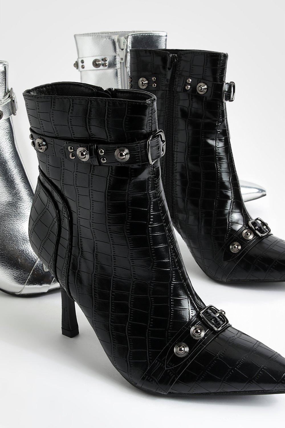 Croc leather ankle online boots