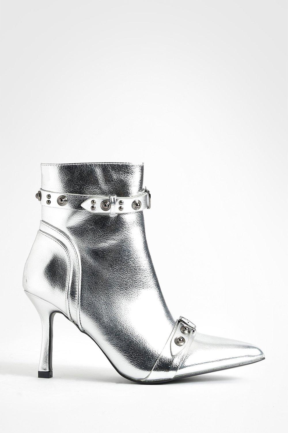 Silver studded ankle outlet boots