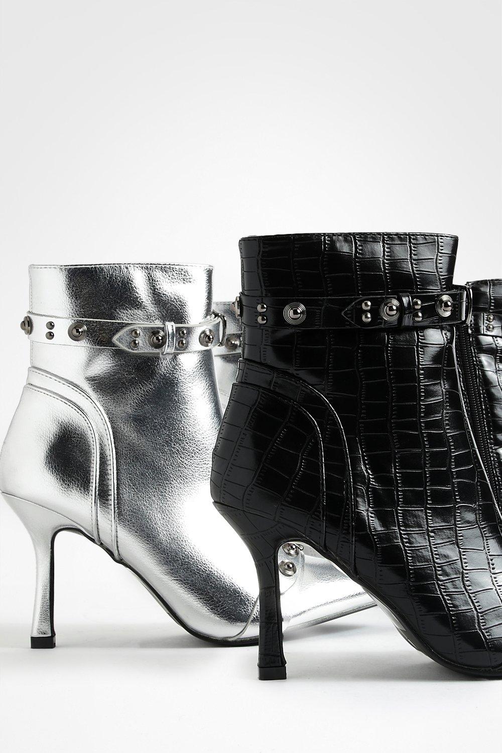 Metallic Studded Ankle Boots