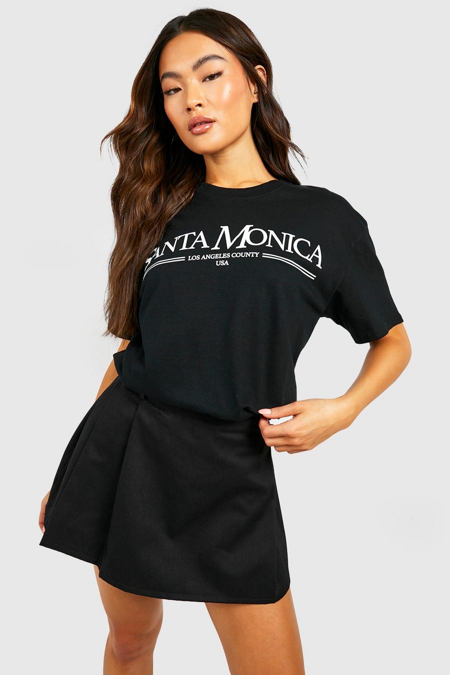 Black Santa Monica Printed Oversized T-Shirt image number 1