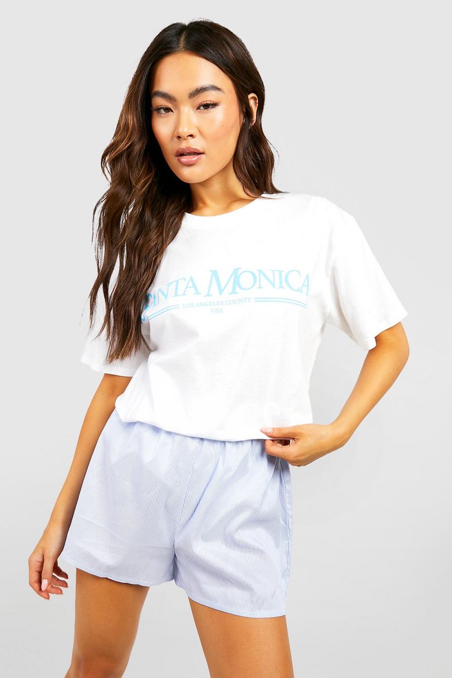White Santa Monica Oversized t-shirt med tryck image number 1