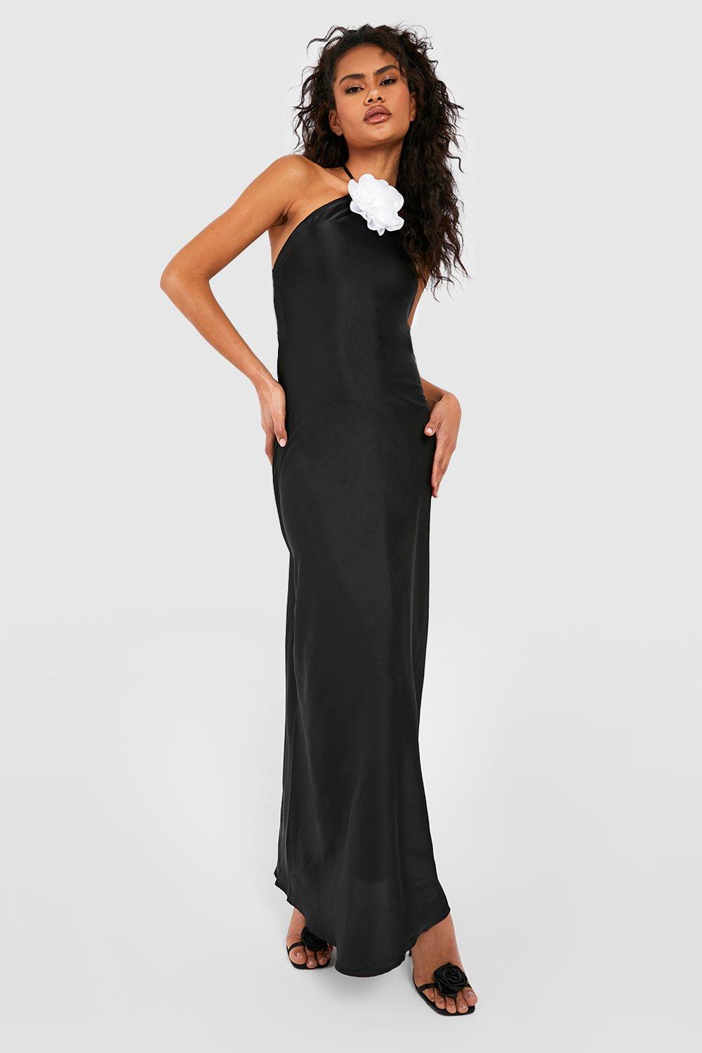 Boohoo black sales slip dress