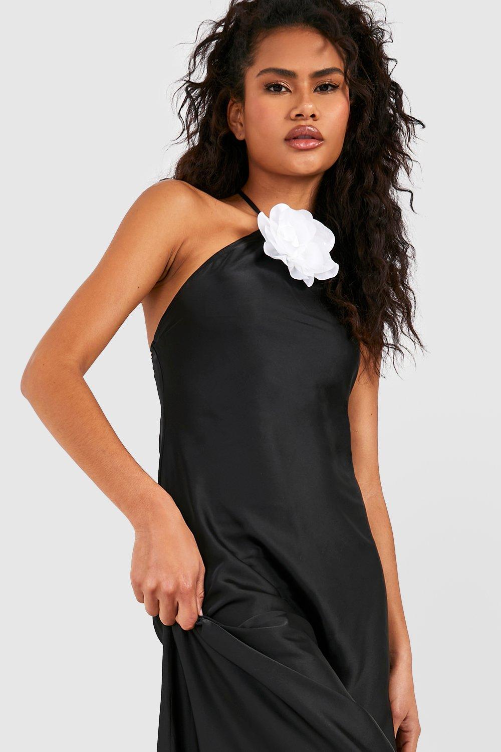 Topshop black satin clearance dress