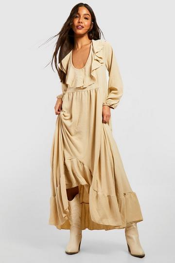 Ruffle Detail Smock Maxi Dress stone