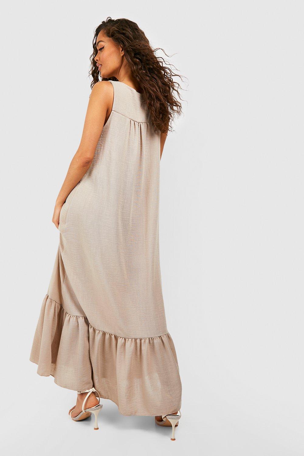 Boohoo linen clearance dress