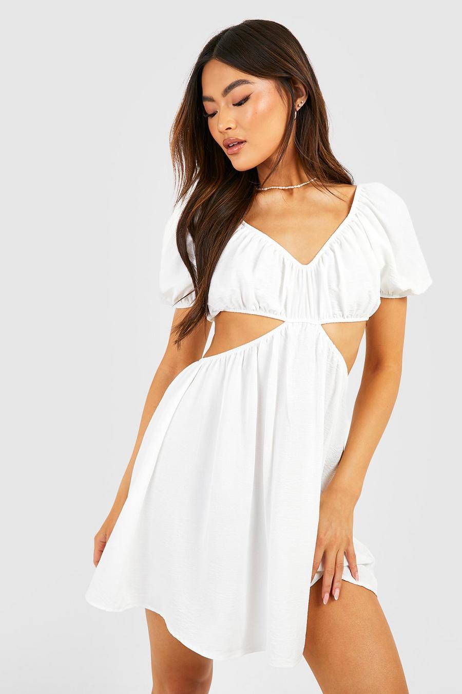 White Cut Out Skater Dress  image number 1