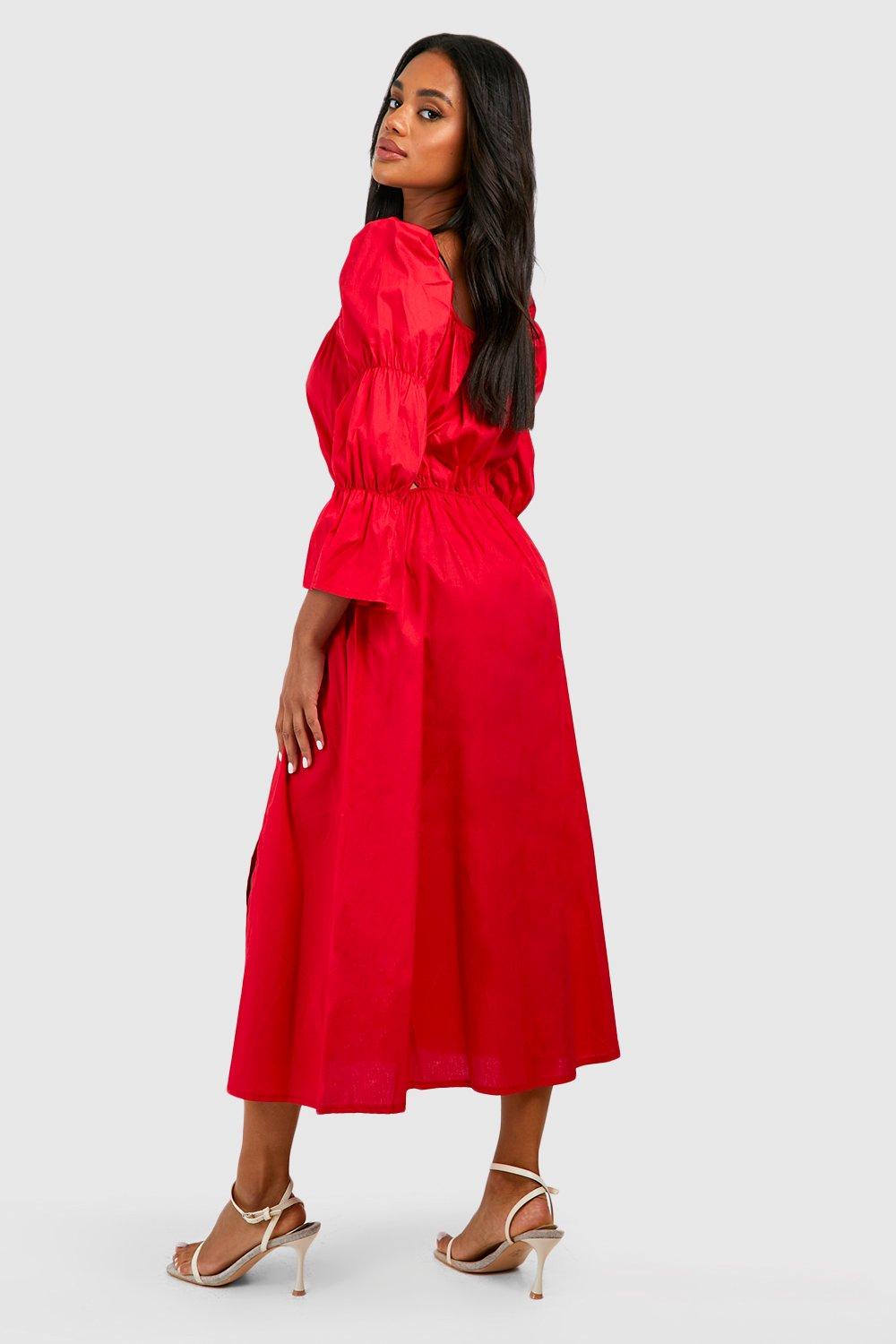 Red cotton maxi sales dress