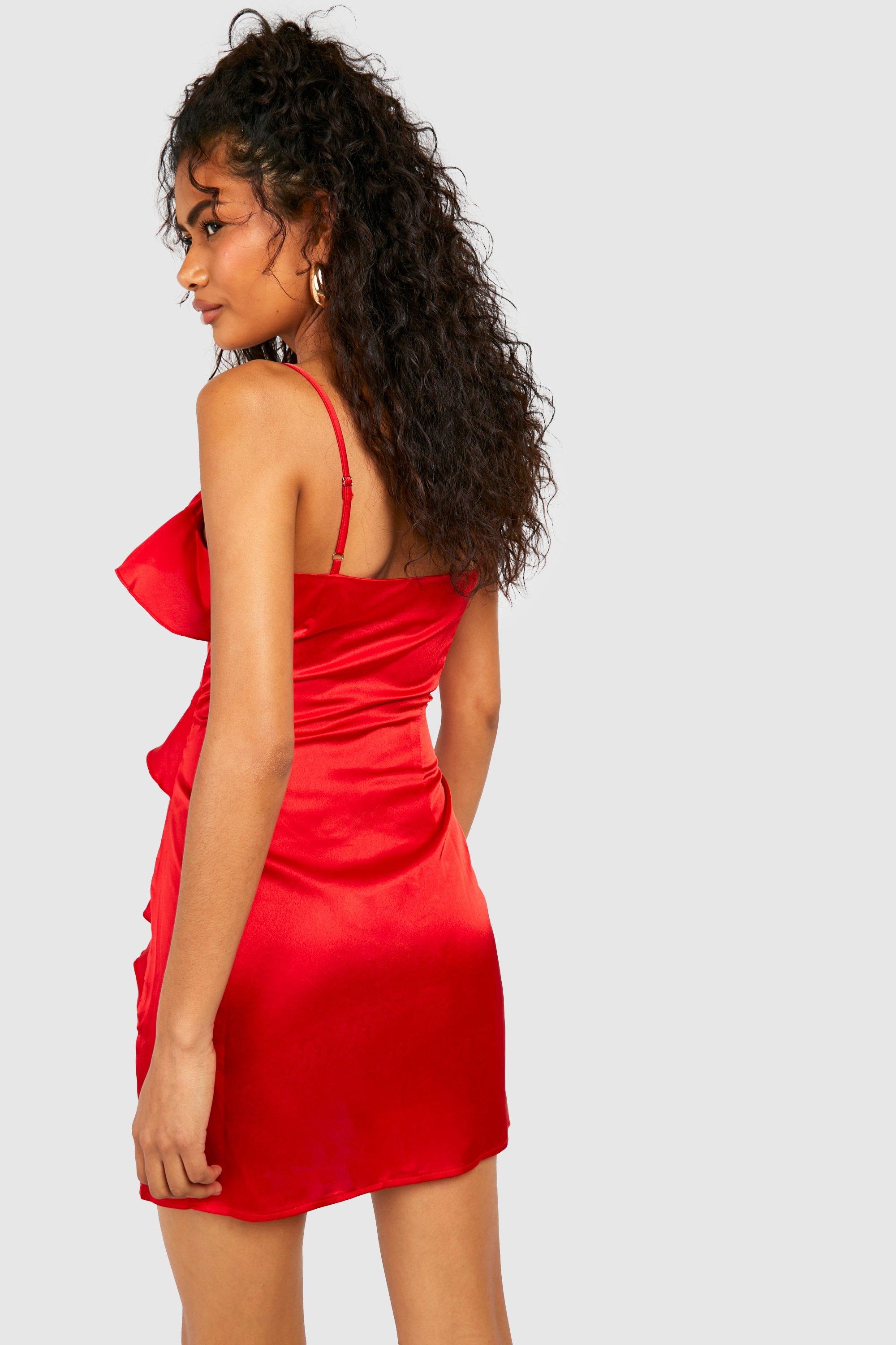 Missguided red shop ruffle dress