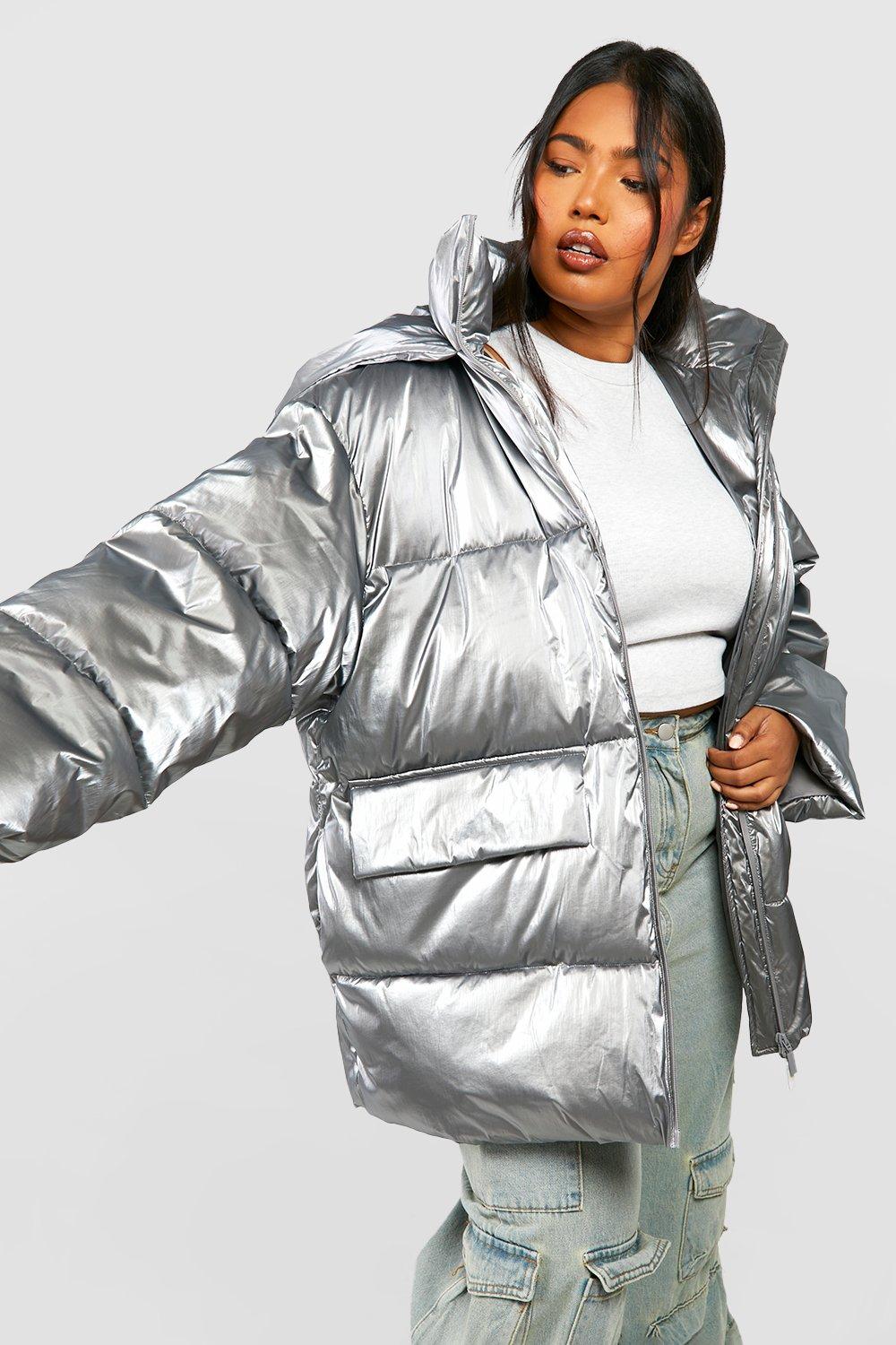 Ladies metallic outlet puffer jacket