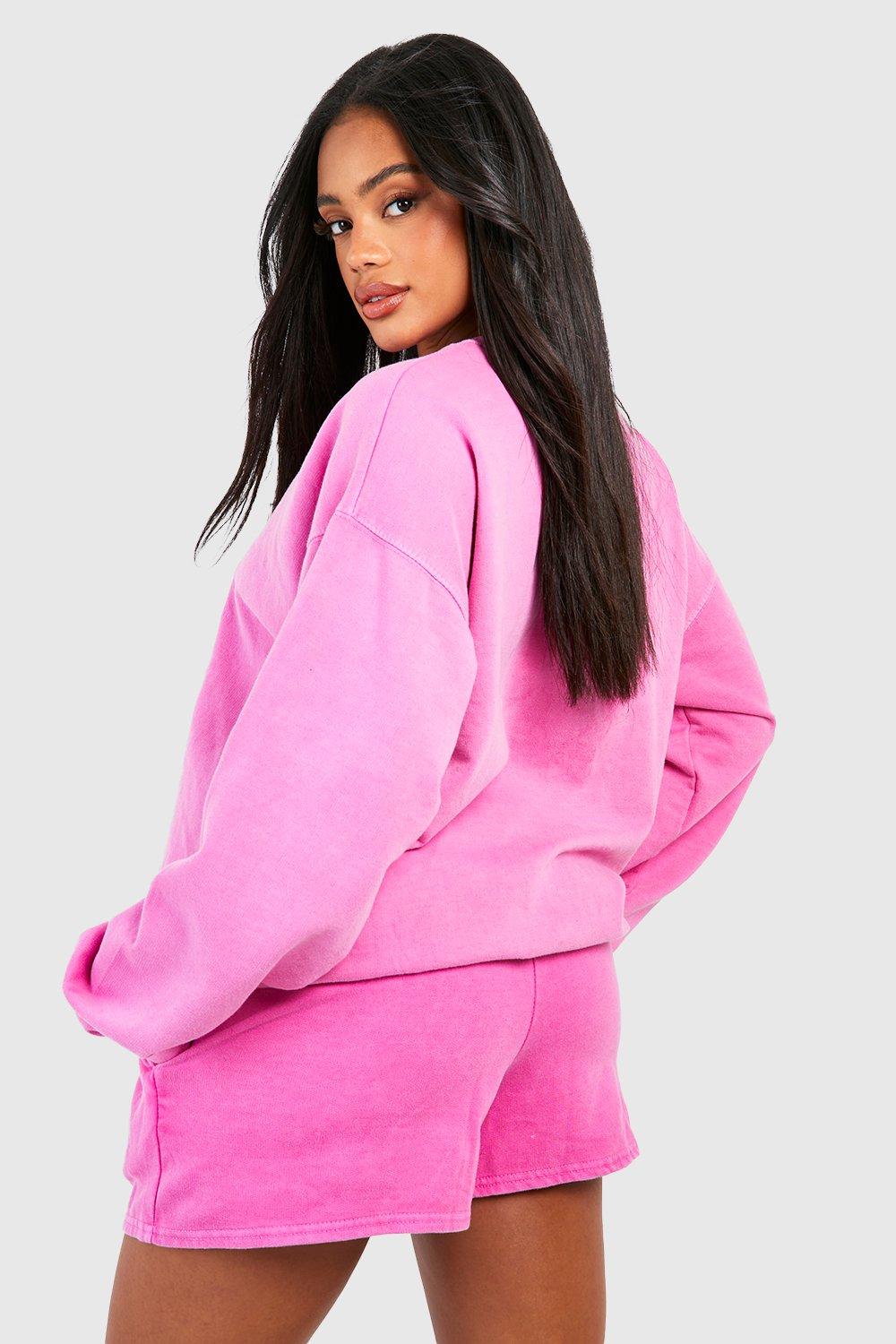 Overdyed Sweatshirt Short Tracksuit boohoo