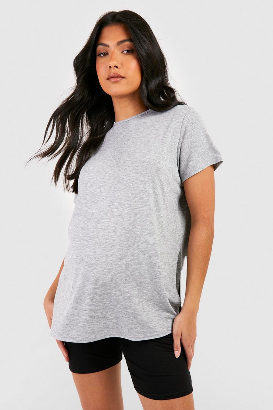 Grey marl Maternity Side Split T-Shirt