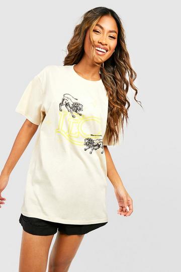 Leo Zodiac Printed Oversized T-shirt sand