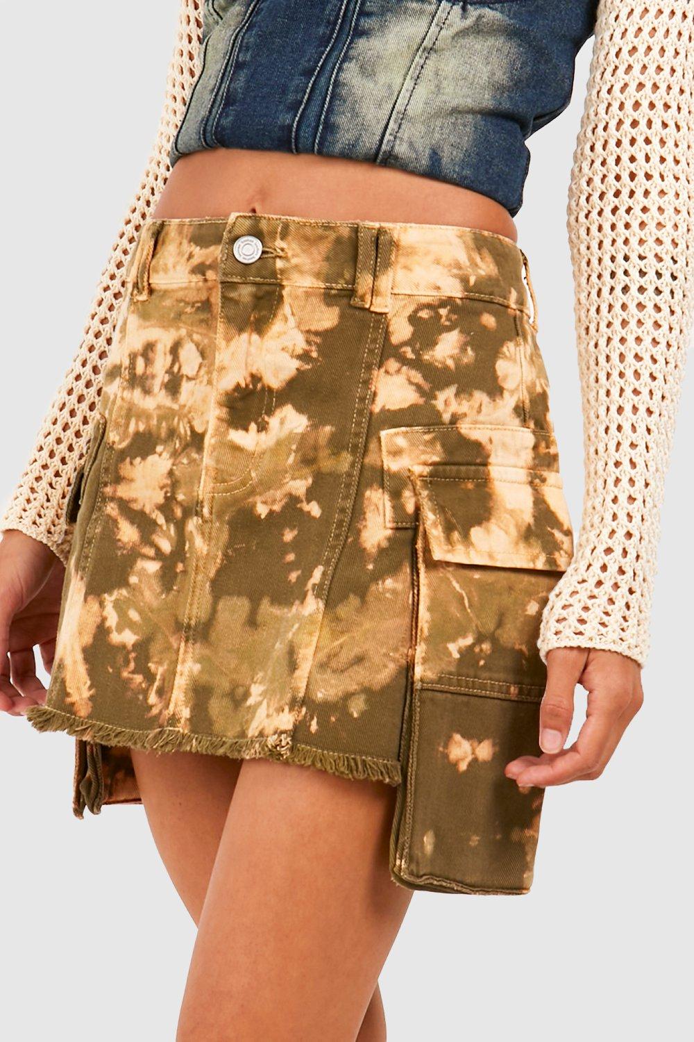 Army print best sale denim skirt