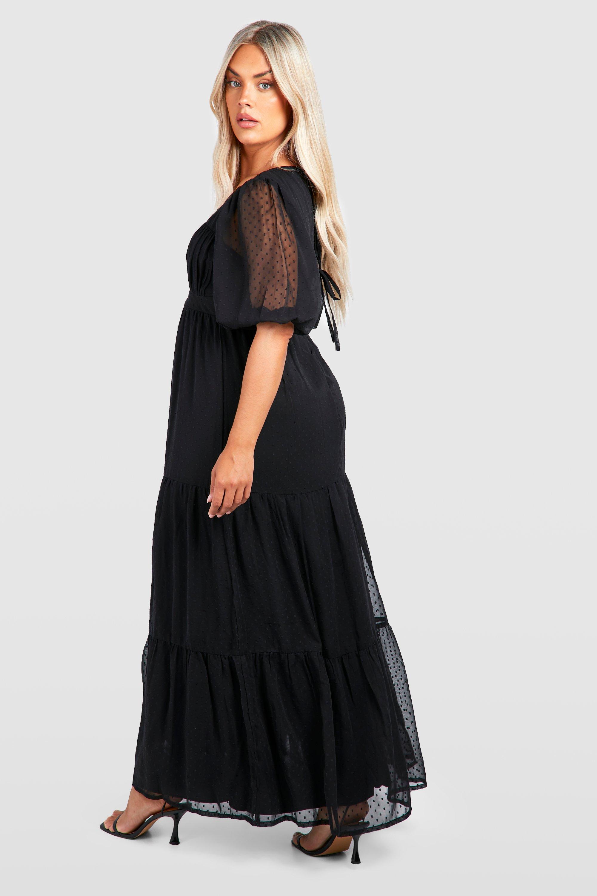 Plus Dobby Milkmaid Detail Maxi Dress