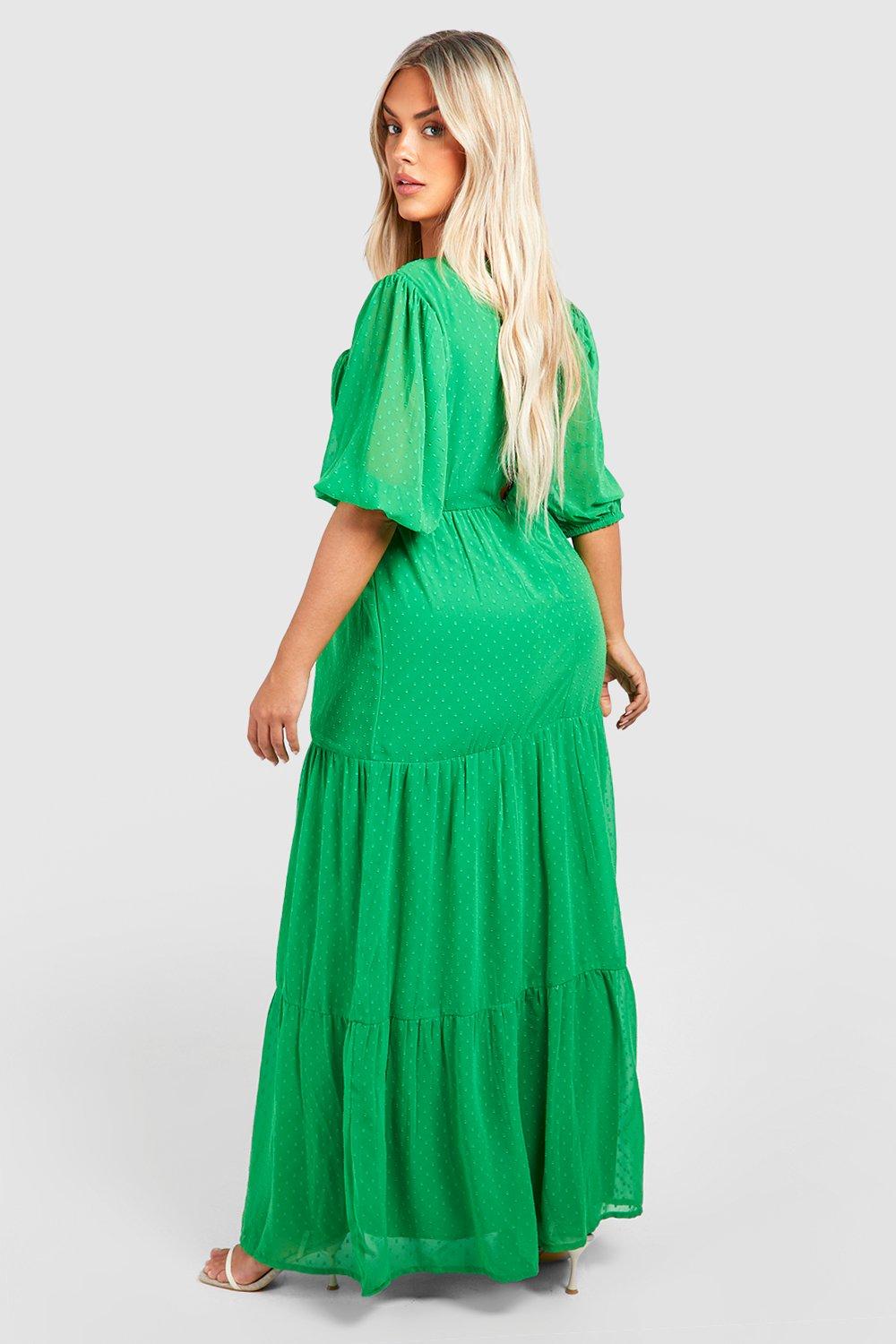 Plus Dobby Milkmaid Detail Maxi Dress