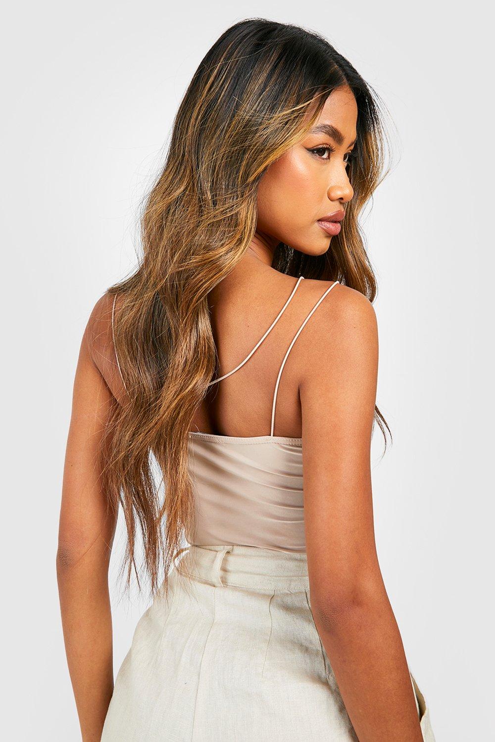 Spaghetti Strap Slinky Asymmetric Crop Top