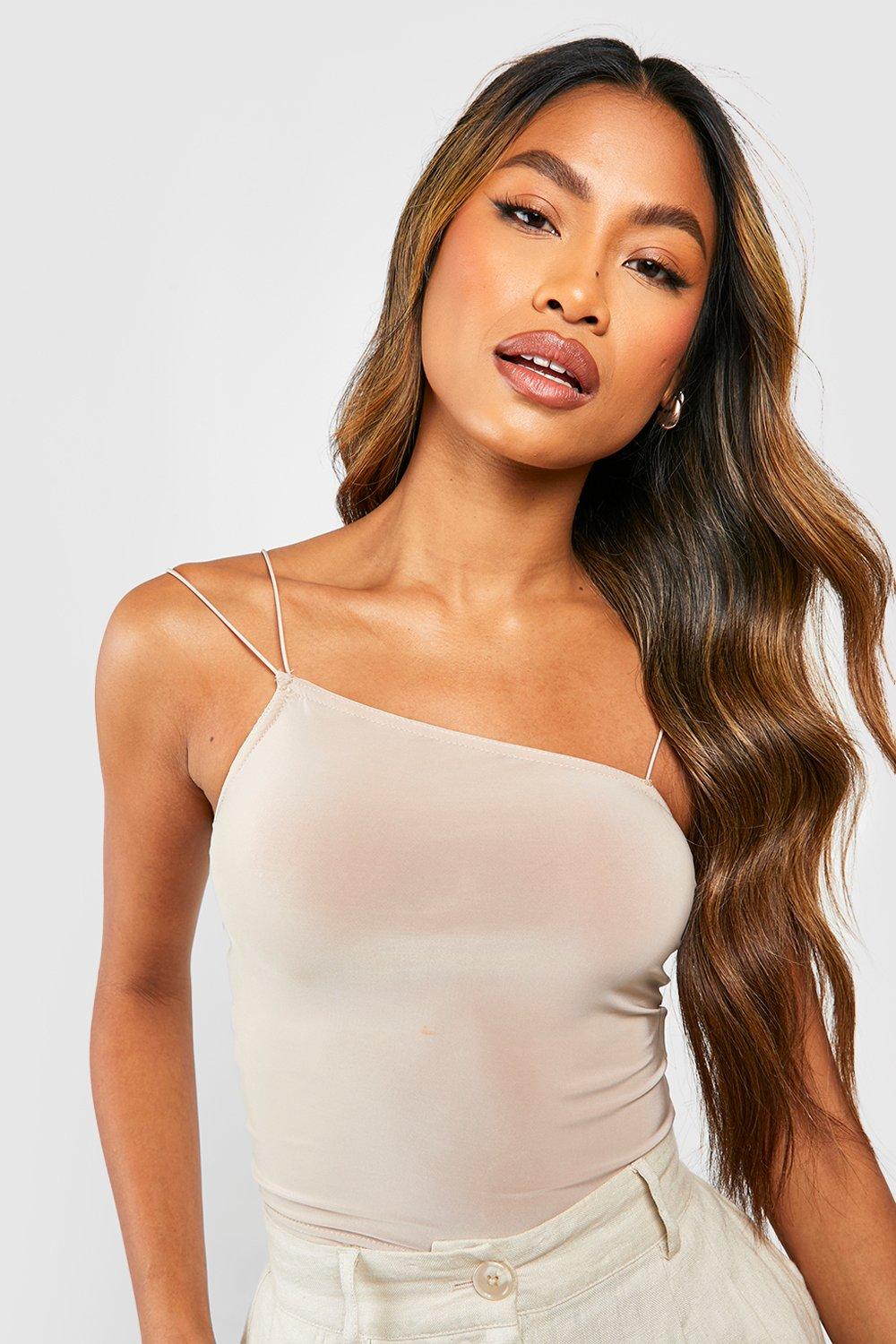 Beige spaghetti shop strap top