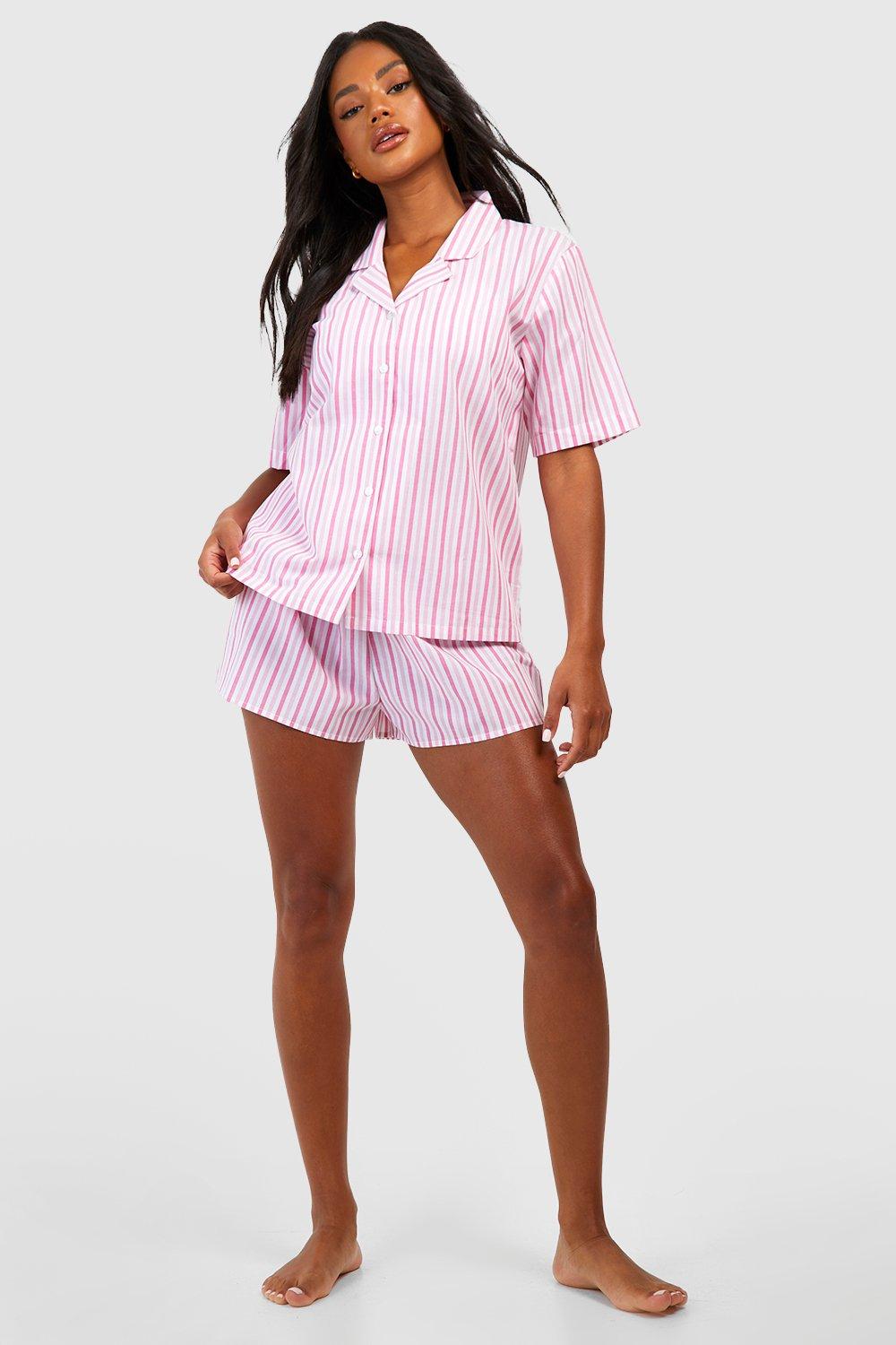 Cotton Stripe Pajama Short Sleeve Shirt