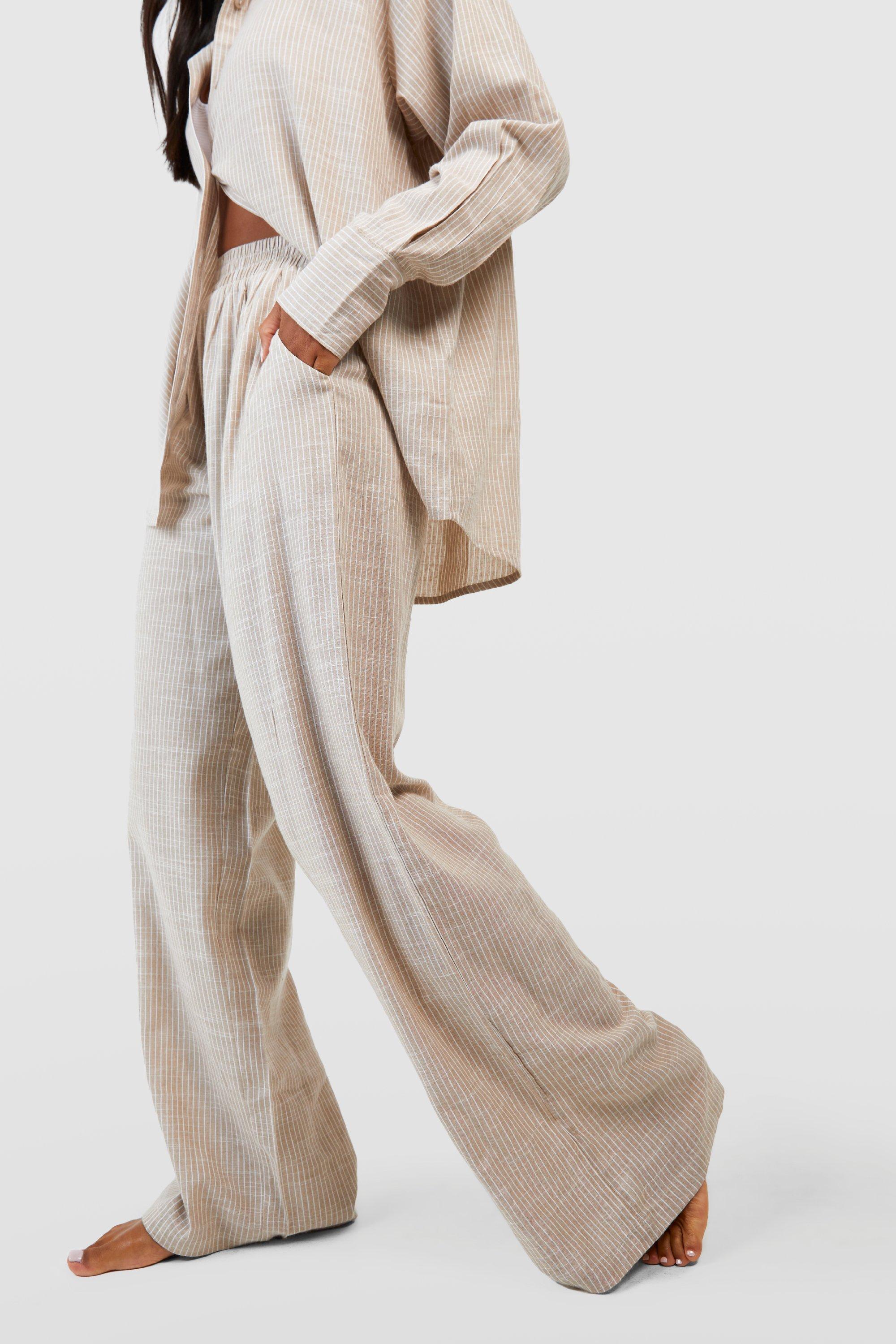 Cotton Tonal Pinstripe Pajama Pants | boohoo USA
