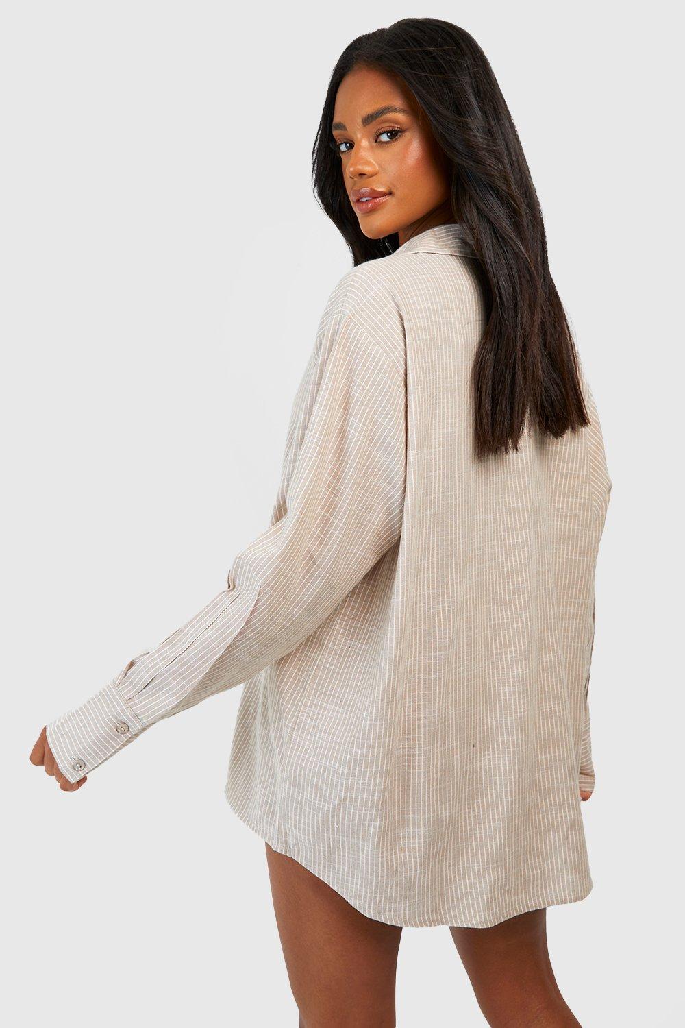 Cotton Pinstripe Oversized Pajama Shirt