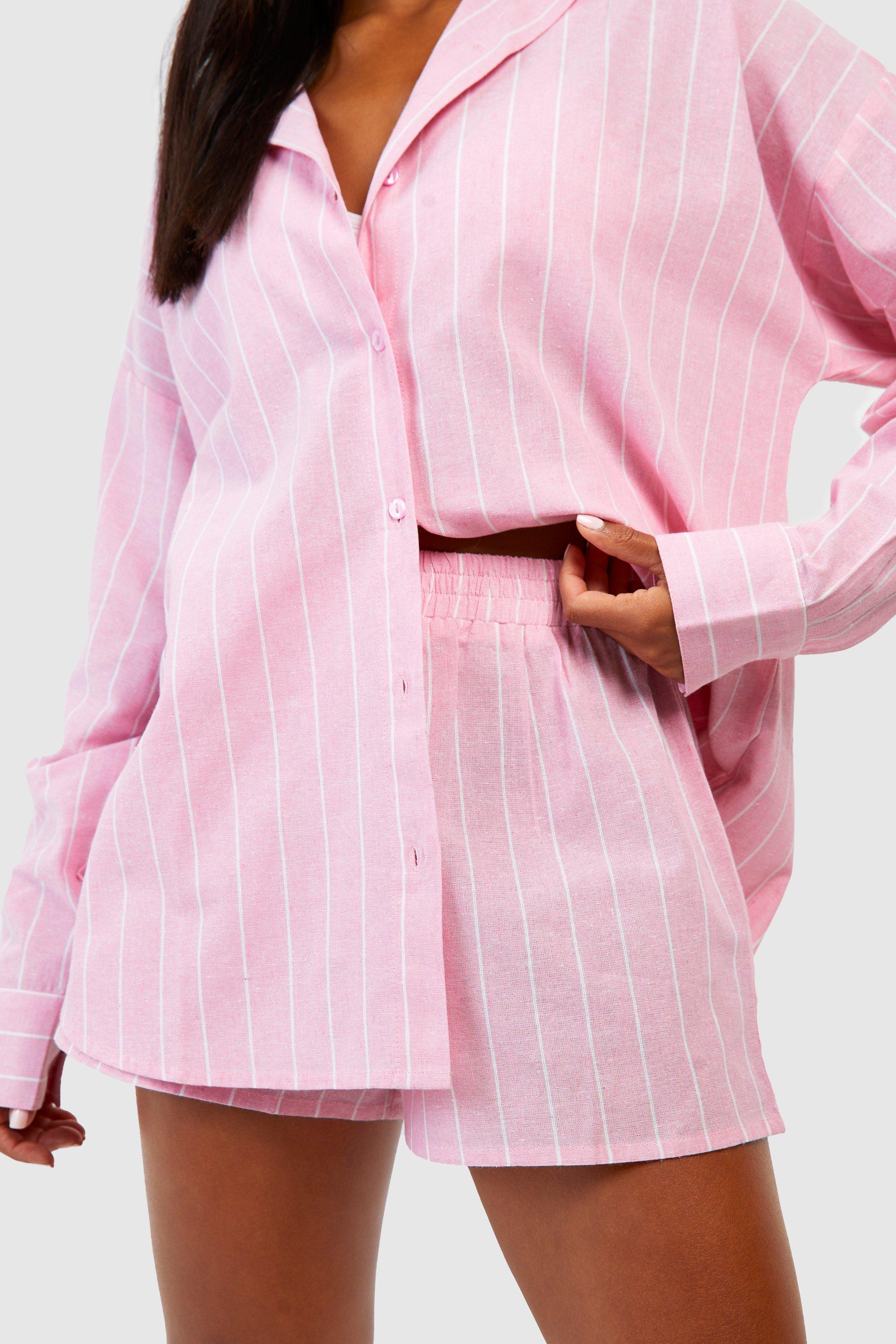 Cotton Pinstripe Pajama Short boohoo CA