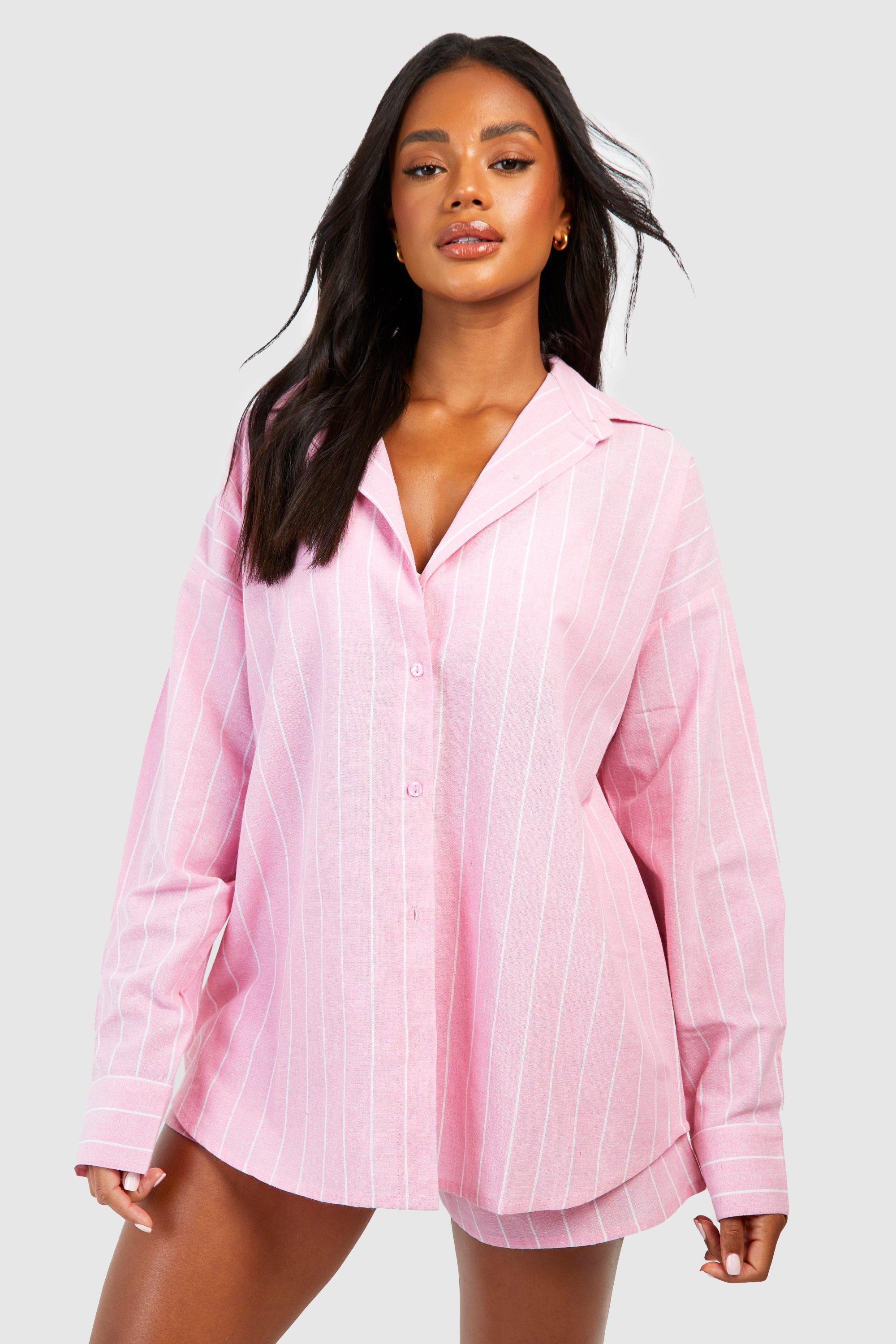 Boohoo pink stripe pjs new arrivals