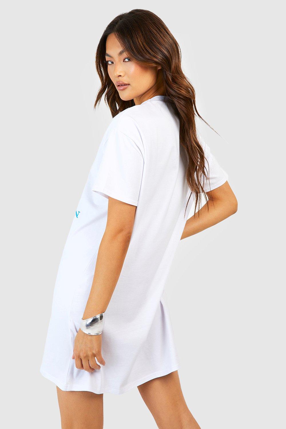 Boohoo white shop t shirt dress