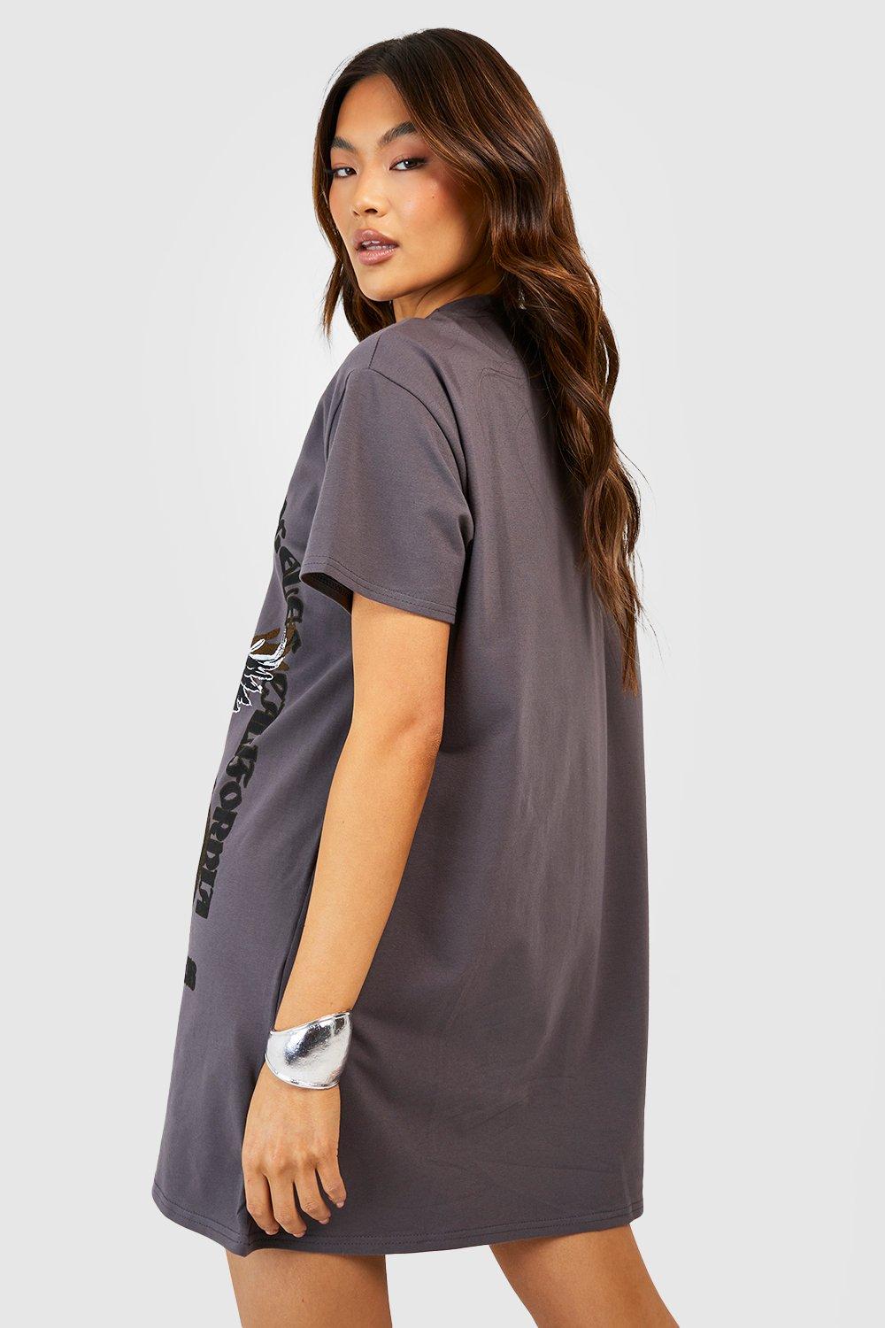 boohoo Los Angeles Oversized T-Shirt Dress - Grey - Size 8