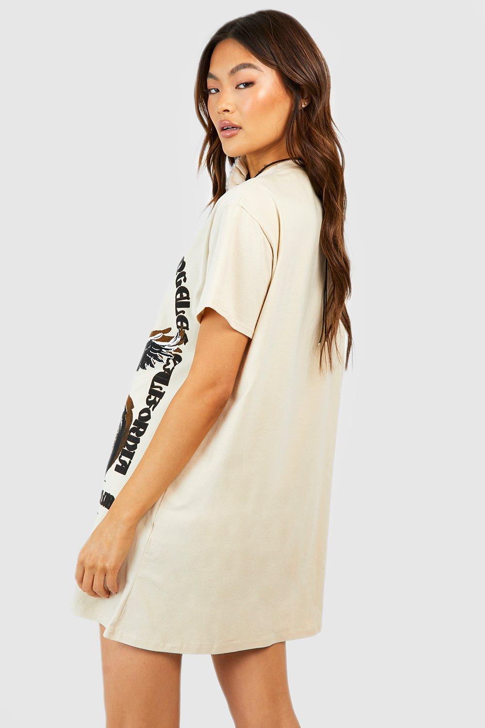 White Los Angeles Oversized T Shirt Dress