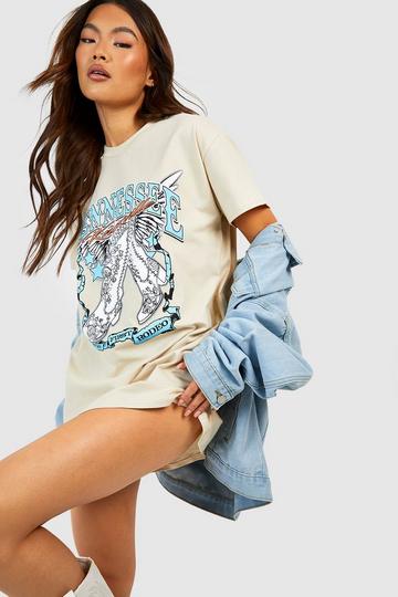 Tennessee Printed Oversized T-shirt Dress stone
