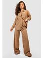 Desert sand Crinkle Relaxed Fit Wide Leg Trousers