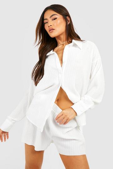 Crinkle Relaxed Fit Shirt ivory