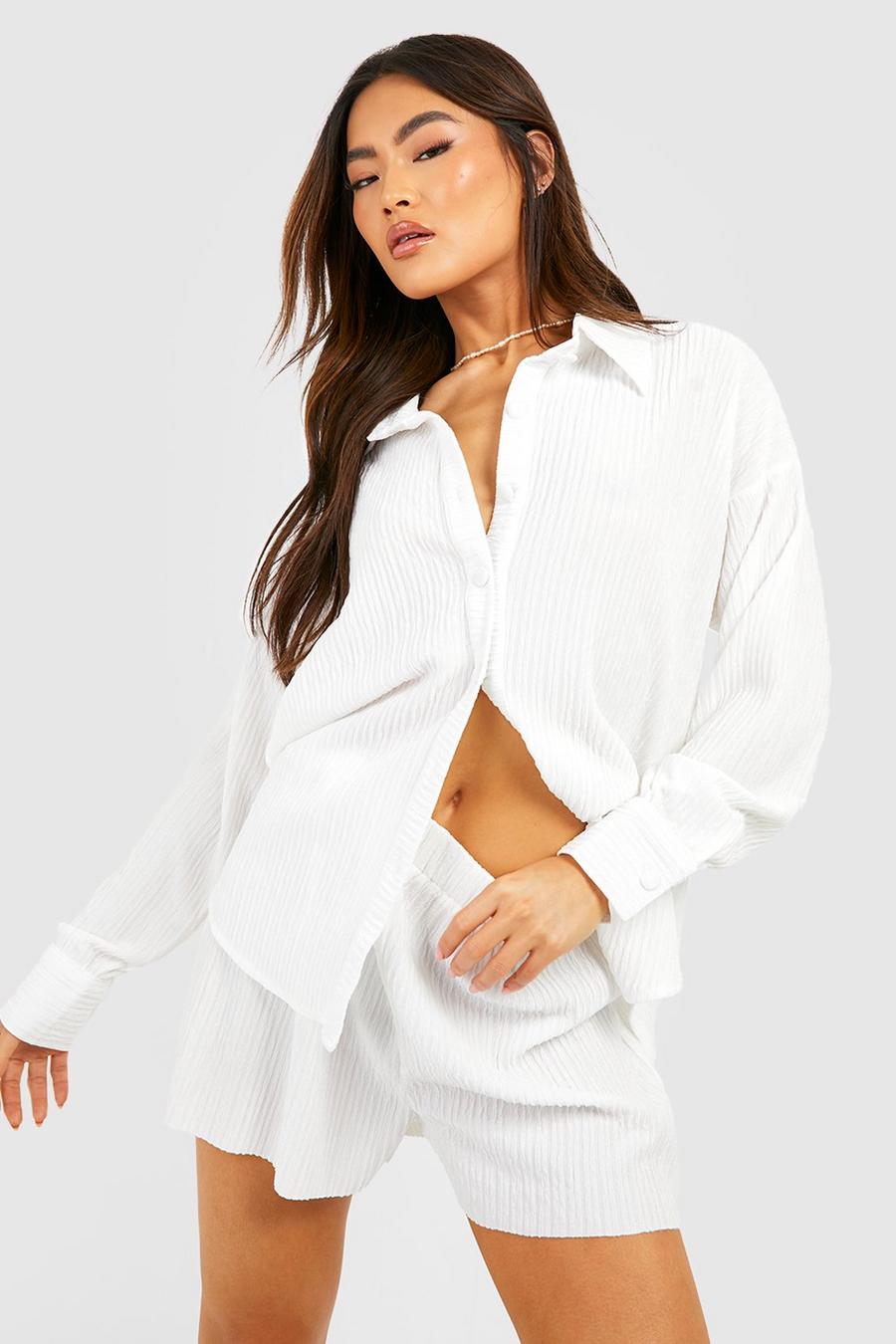 Ivory Crinkle Relaxed Fit Shirt image number 1