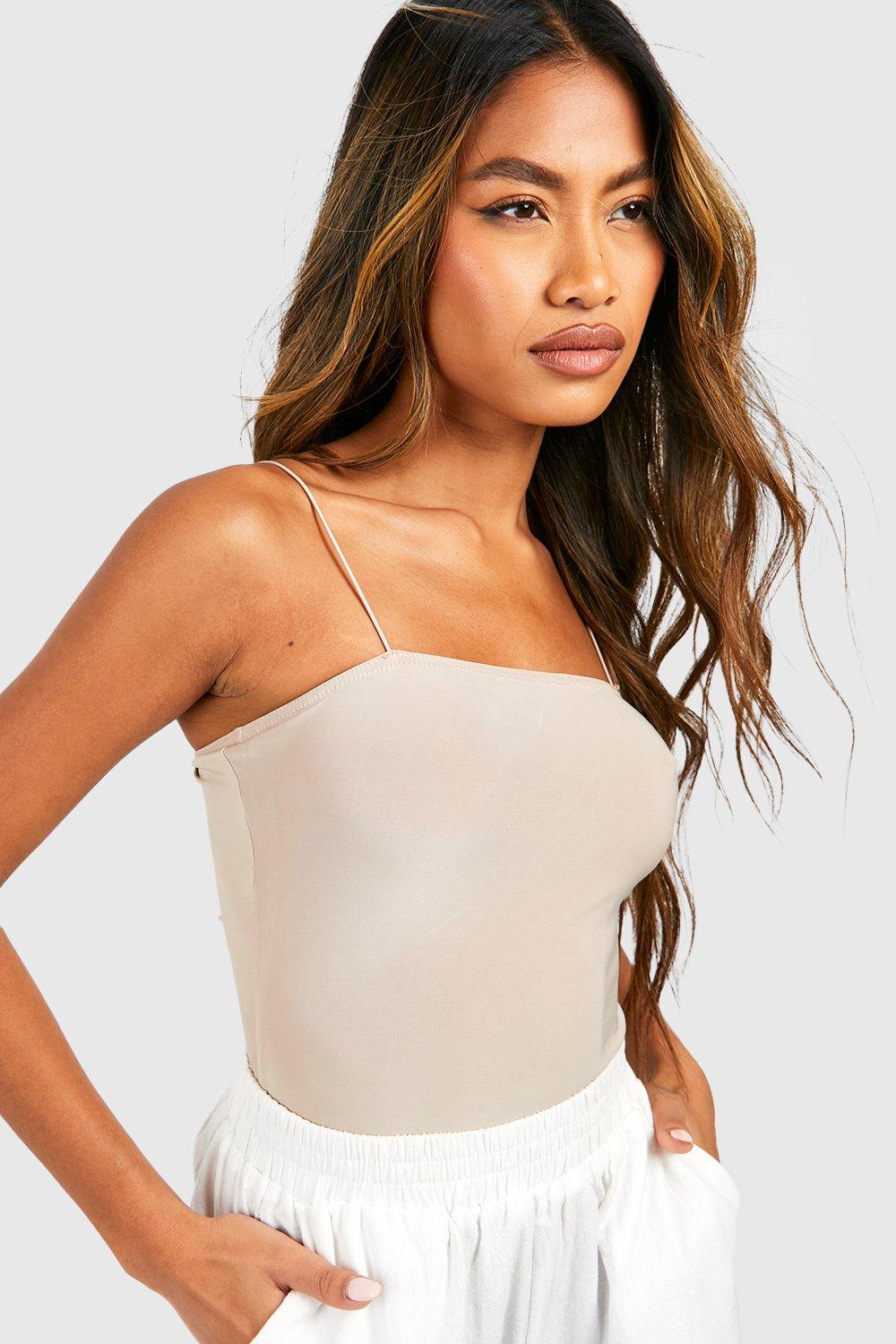 Spaghetti Strap Slinky Longline Crop Top