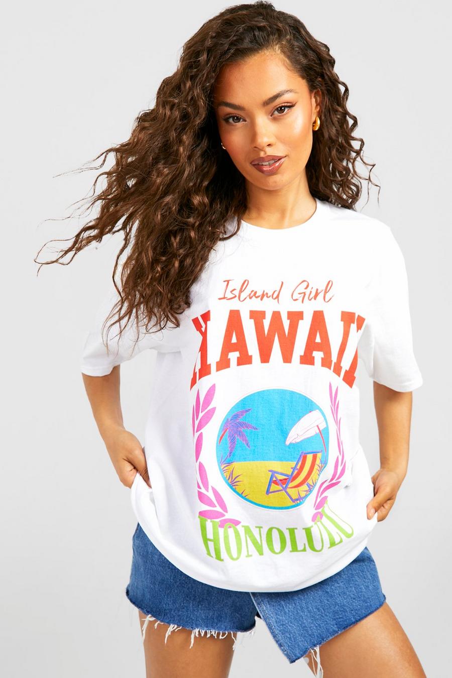 White Hawaii Graphic Oversized T-shirt