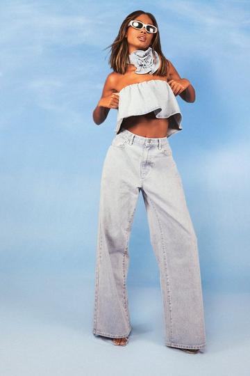 Blue High Waist Wide Leg Jeans