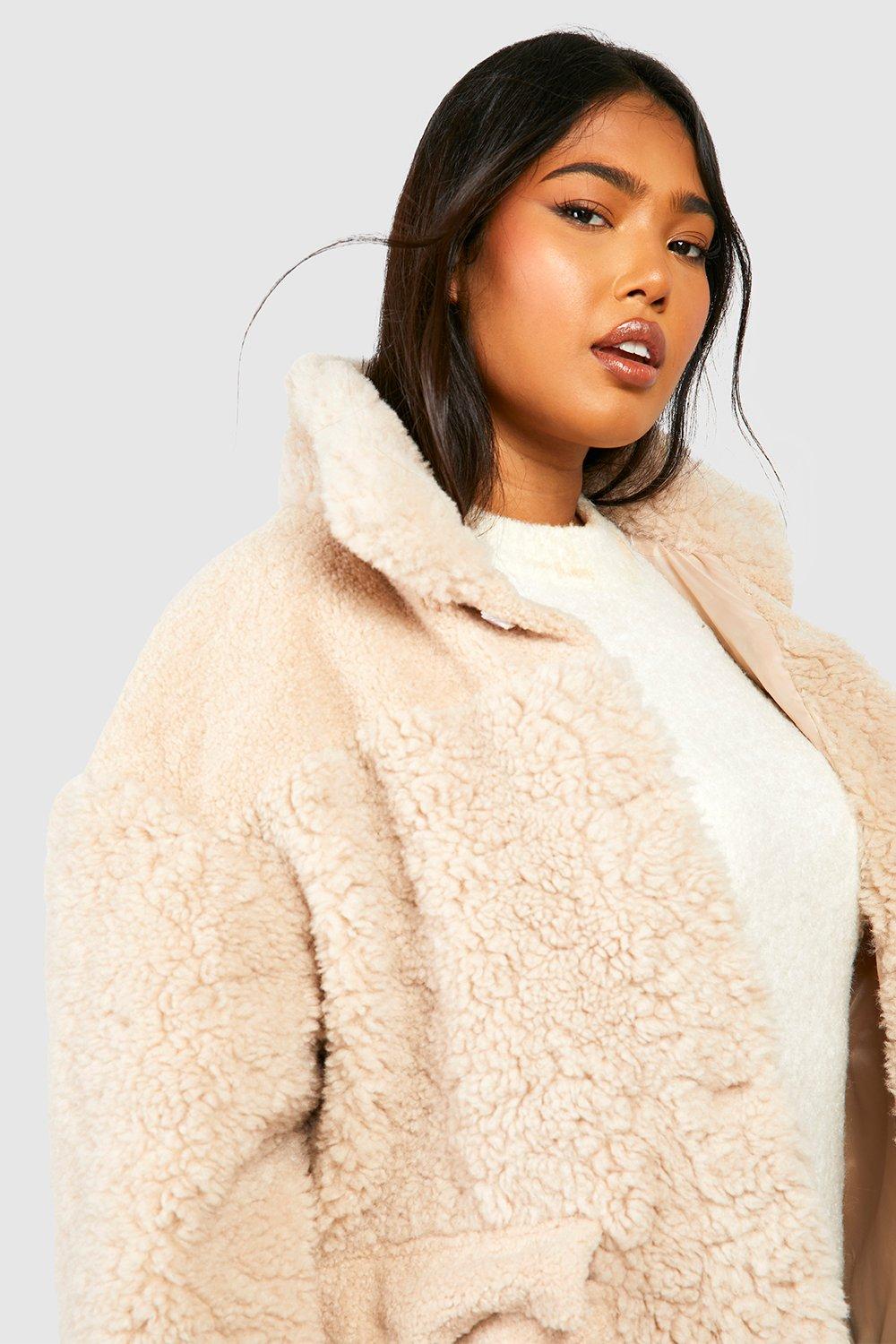 Textured faux shop fur coat