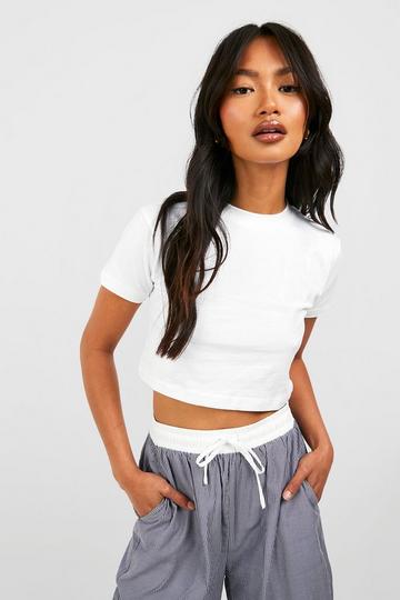 Basic Cotton Cropped Baby T-shirt white