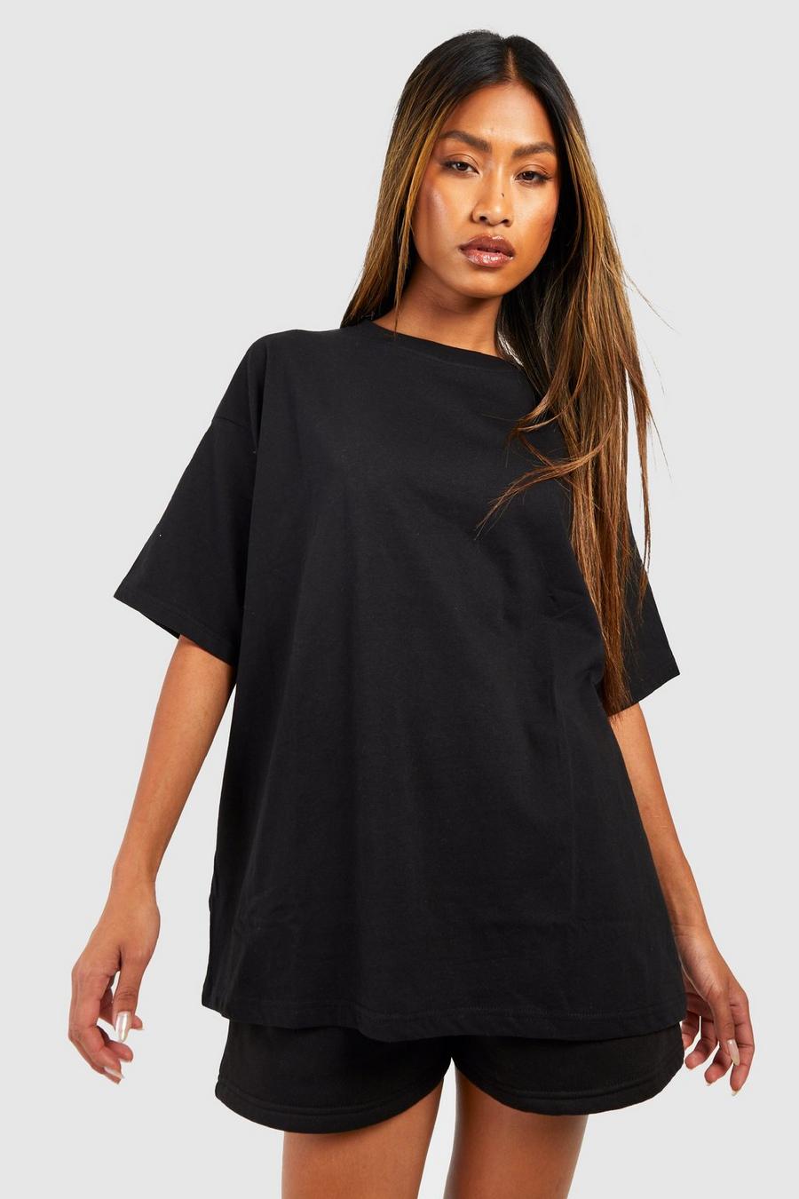 Camiseta básica oversize de algodón, Black