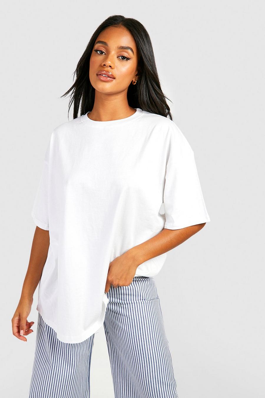 Basic Oversize T-Shirt aus Baumwolle, White image number 1