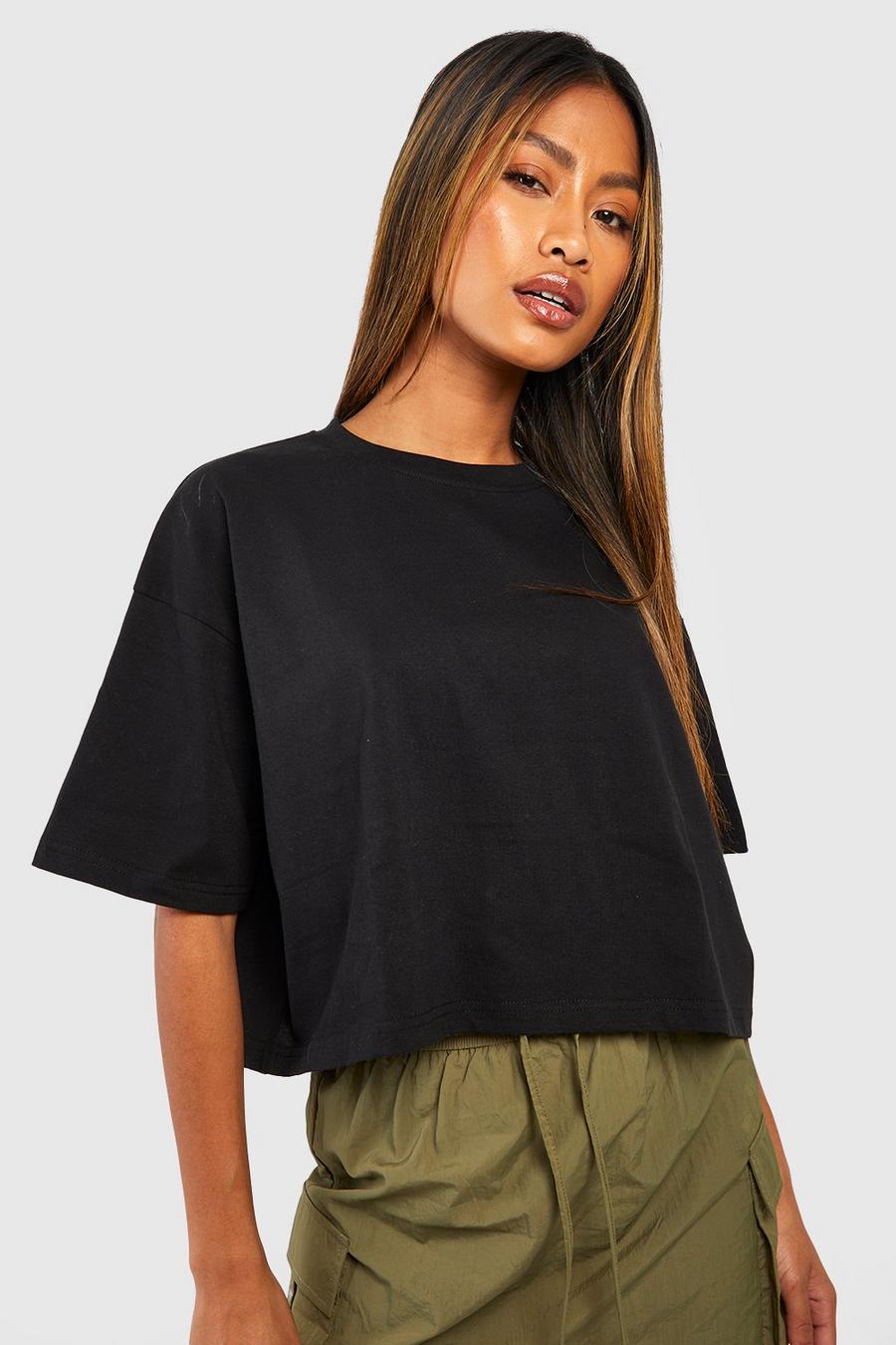 T-shirt corta oversize Basic in cotone, Black image number 1