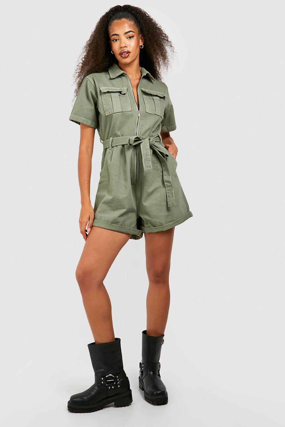 Boohoo store denim playsuit