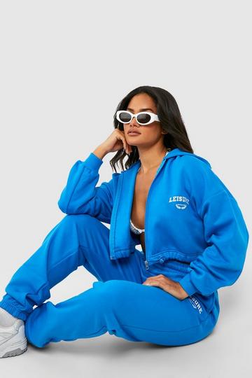 Leisure Embroidered Boxy Zip Through Tracksuit cobalt