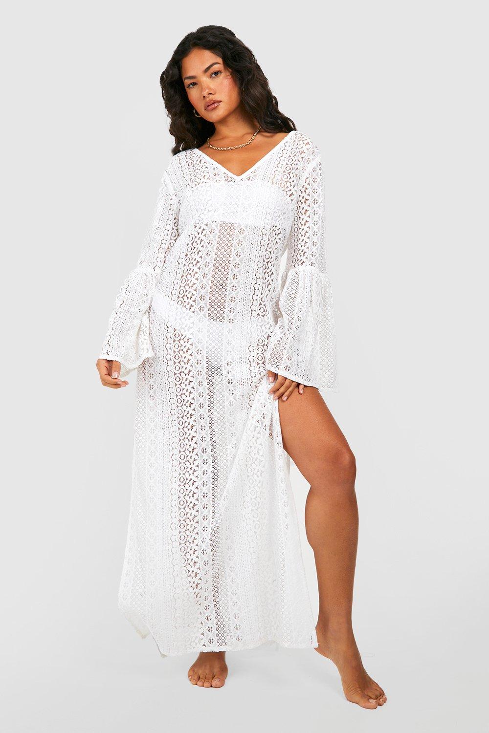 Long white clearance lace beach dress