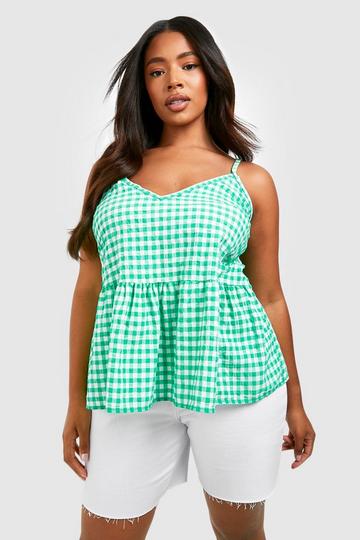 Plus Textured Gingham Camisole green