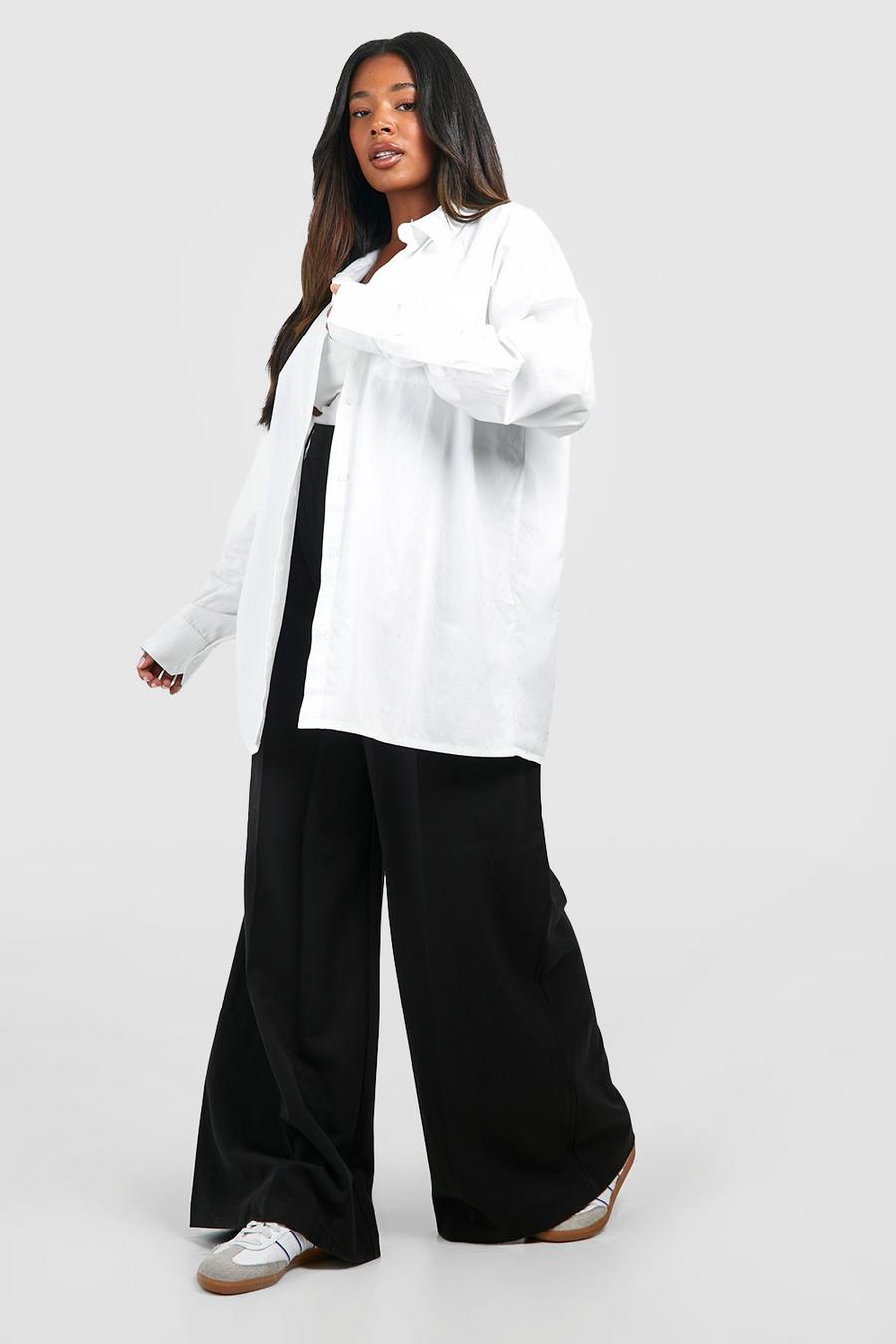 Camicia Plus Size oversize in cotone popeline, White