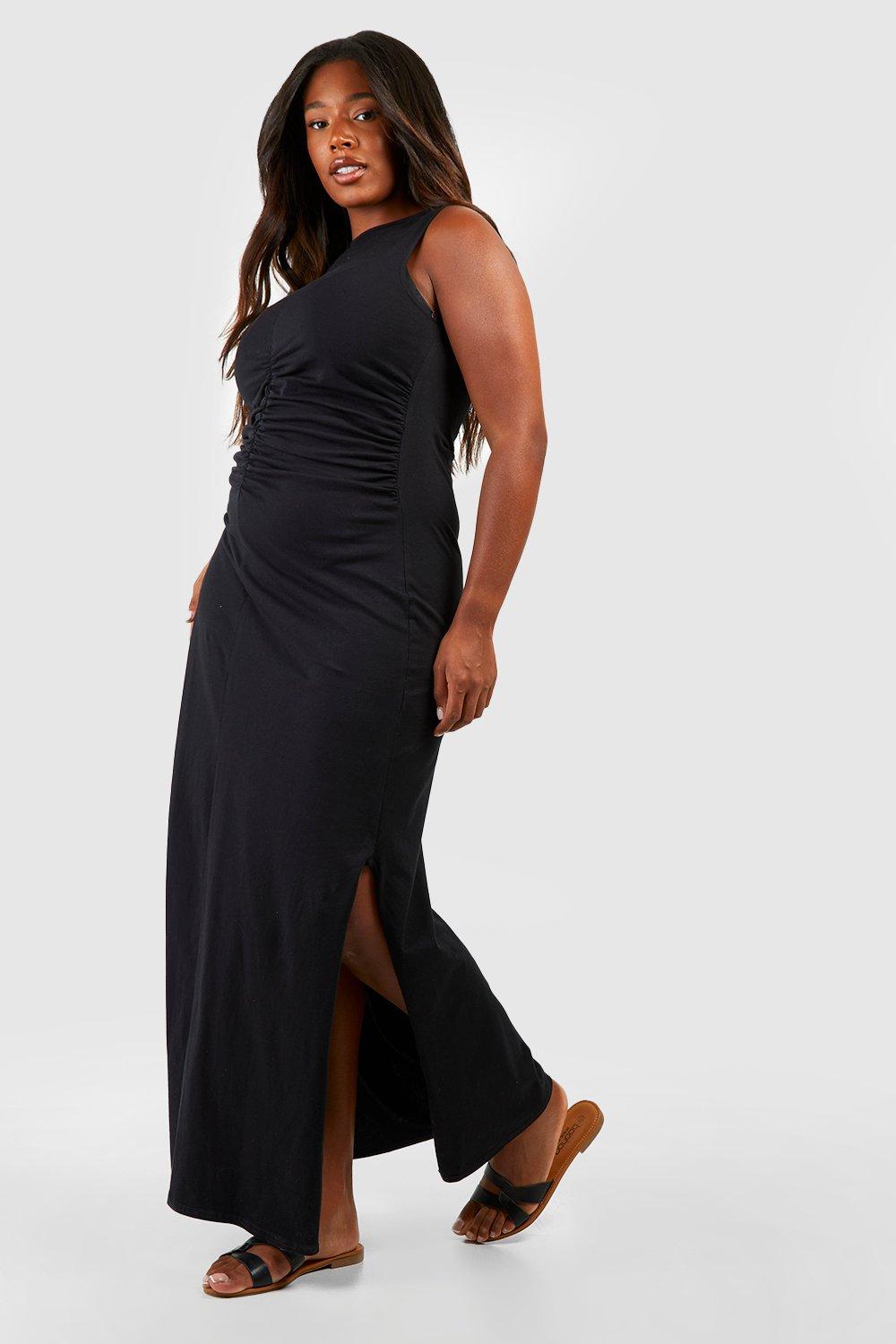 Grande taille Robe mi longue fendue en coton boohoo