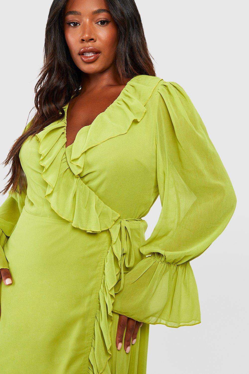 Olive green maxi dress with cheap sleeves