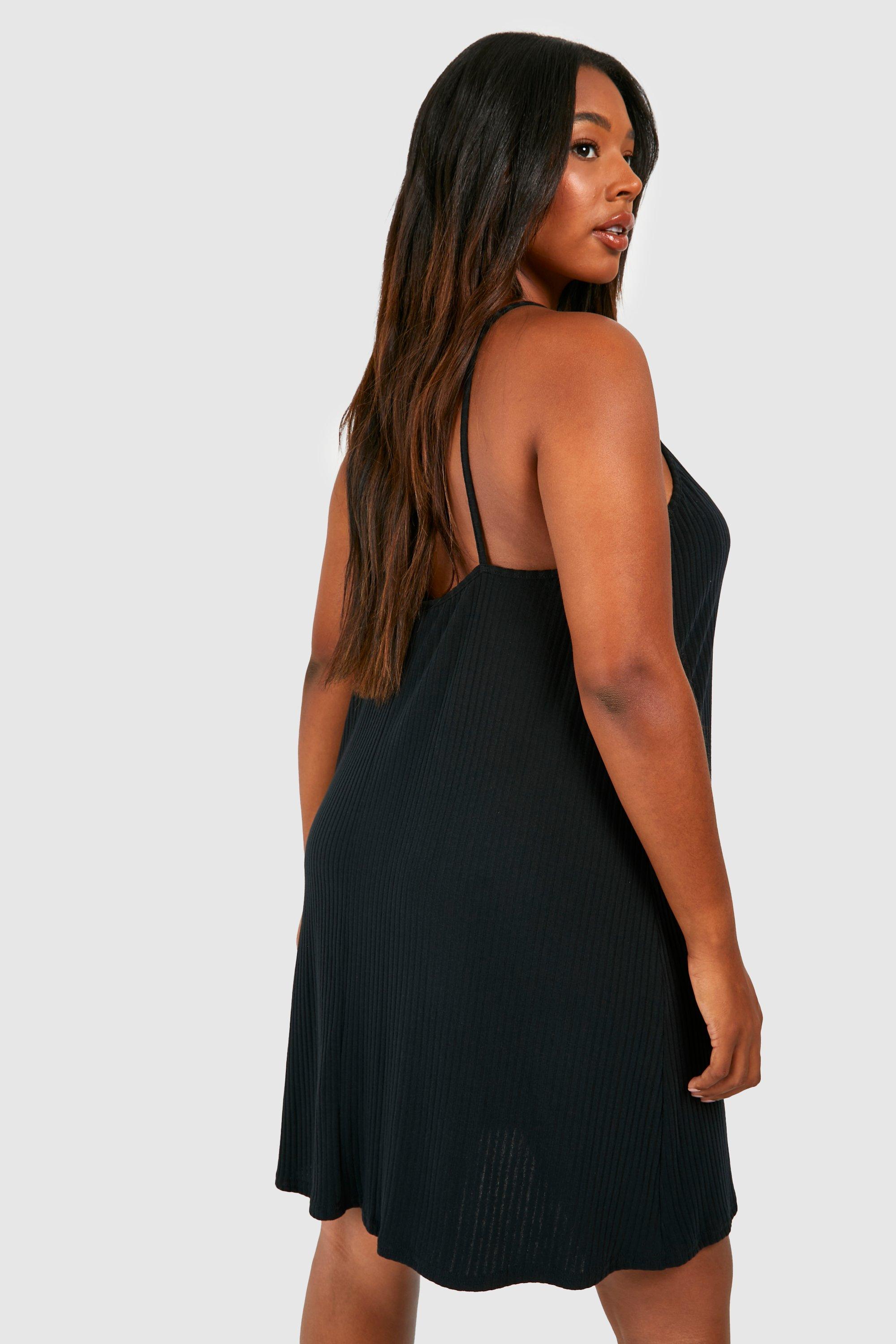 Boohoo black 2024 swing dress